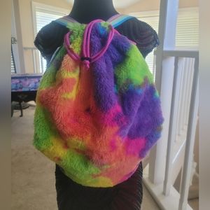 NWT Blossom Tie Dye Furry Drawstring Bag